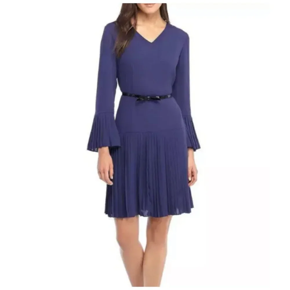 THE LIMITED Dress Sz 8 Astral Aura Purple Bell Sleeve Pleated NWT $99 - Picture 12 of 12